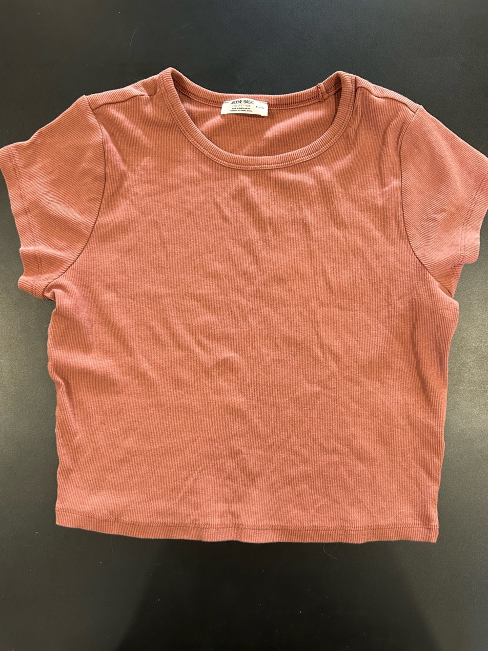 Ardene Rust Coral Ribbed Short Sleeve Top
